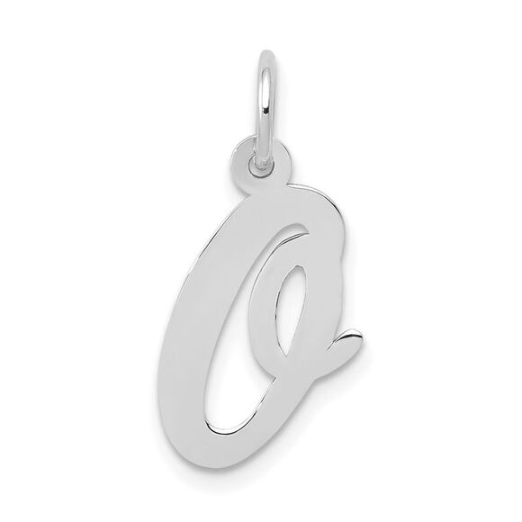 14k White Gold, Madison Collection, Medium Script Initial O Pendant